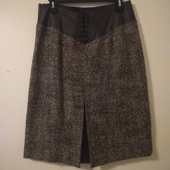 Philippe Adec Paris Wool Tweed Lace up Skirt Size 4 - Picture 12 of 16